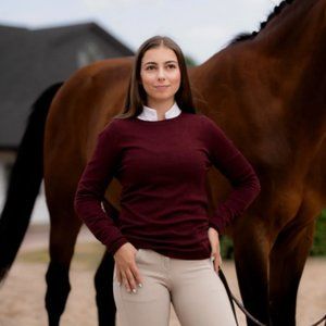 TKEQ Burgundy Crew Neck Sweater